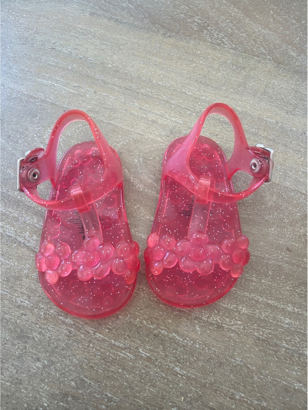 Old Navy Newborn 0-3 Months Pink Jelly Sandals Flower Accents